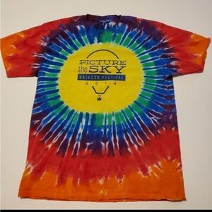 🌈 RAINBOW TIE DYE HOT AIR BALLOON FESTIVAL SHORT SLEEVE TSHIRT L LARGE